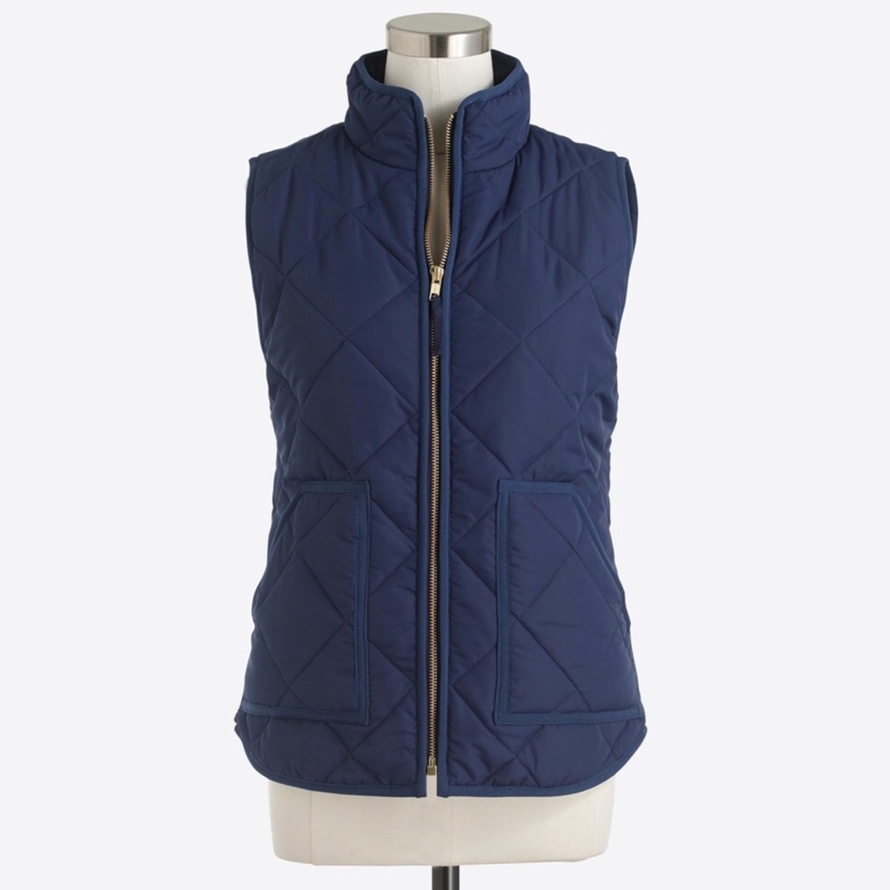 J Crew Quilted Puffer Vest XS Dark Navy